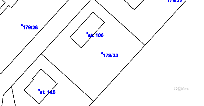 Parcela st. 179/33 v KÚ Domaslavice, Katastrální mapa