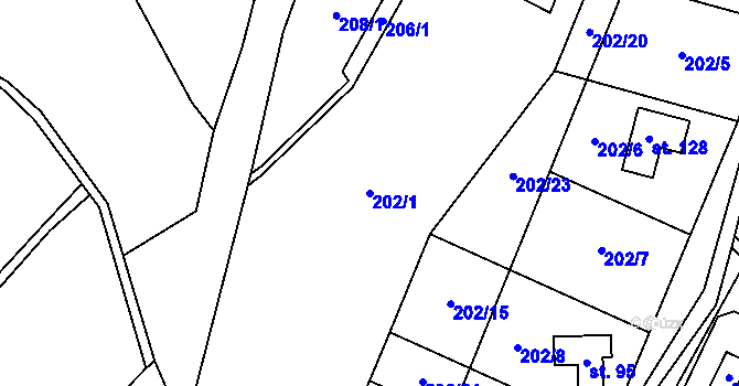 Parcela st. 202/1 v KÚ Domaslavice, Katastrální mapa