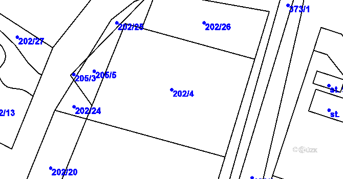 Parcela st. 202/4 v KÚ Domaslavice, Katastrální mapa