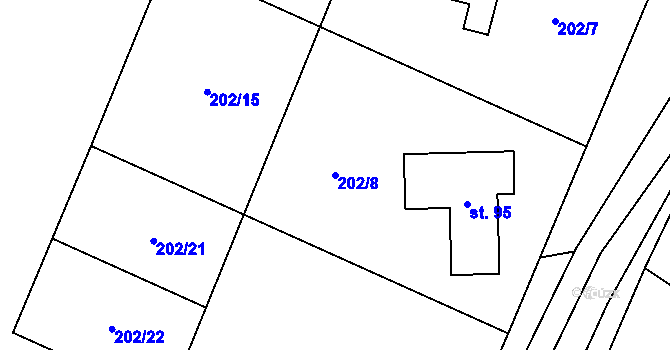 Parcela st. 202/8 v KÚ Domaslavice, Katastrální mapa