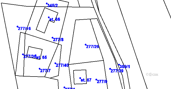 Parcela st. 277/26 v KÚ Domaslavice, Katastrální mapa