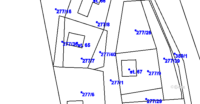 Parcela st. 277/40 v KÚ Domaslavice, Katastrální mapa