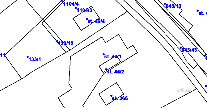 Parcela st. 44/1 v KÚ Háj u Duchcova, Katastrální mapa