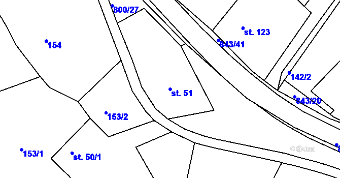 Parcela st. 51 v KÚ Háj u Duchcova, Katastrální mapa