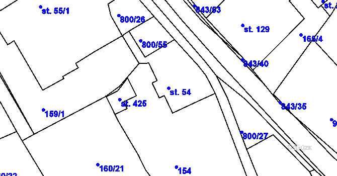 Parcela st. 54 v KÚ Háj u Duchcova, Katastrální mapa