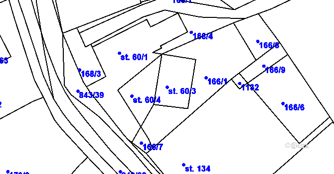 Parcela st. 60/3 v KÚ Háj u Duchcova, Katastrální mapa
