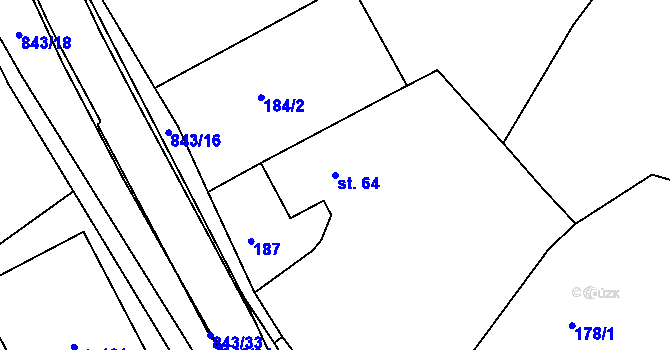 Parcela st. 64 v KÚ Háj u Duchcova, Katastrální mapa