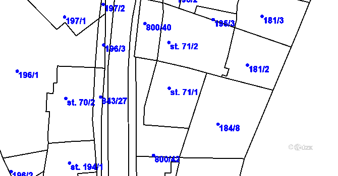 Parcela st. 71/1 v KÚ Háj u Duchcova, Katastrální mapa