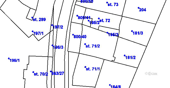 Parcela st. 71/2 v KÚ Háj u Duchcova, Katastrální mapa