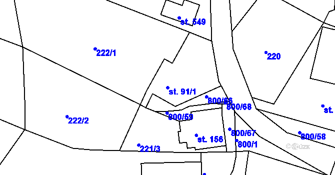 Parcela st. 91/1 v KÚ Háj u Duchcova, Katastrální mapa