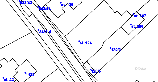 Parcela st. 124 v KÚ Háj u Duchcova, Katastrální mapa