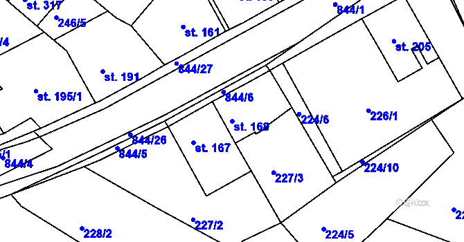 Parcela st. 168 v KÚ Háj u Duchcova, Katastrální mapa