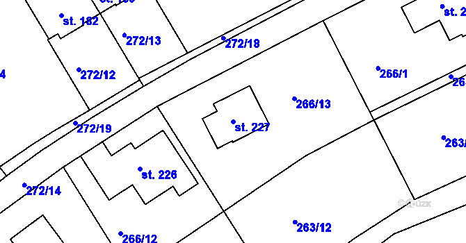 Parcela st. 227 v KÚ Háj u Duchcova, Katastrální mapa