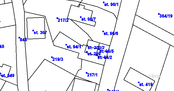 Parcela st. 300/2 v KÚ Háj u Duchcova, Katastrální mapa