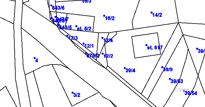 Parcela st. 12/2 v KÚ Háj u Duchcova, Katastrální mapa