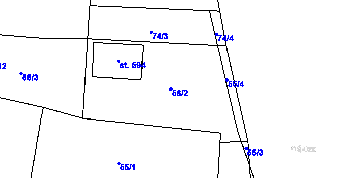 Parcela st. 56/2 v KÚ Háj u Duchcova, Katastrální mapa