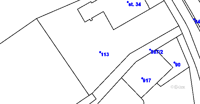Parcela st. 113 v KÚ Háj u Duchcova, Katastrální mapa
