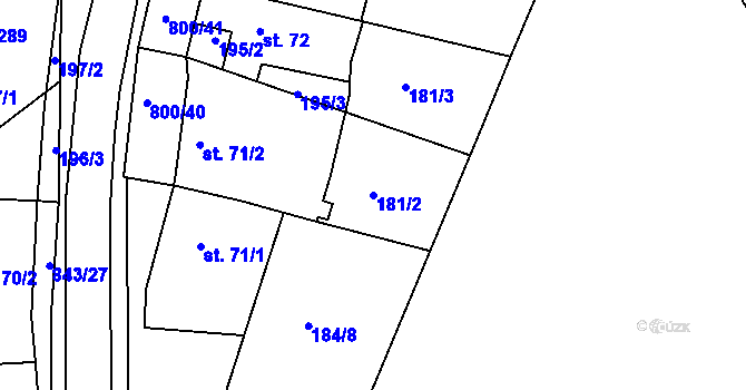 Parcela st. 181/2 v KÚ Háj u Duchcova, Katastrální mapa