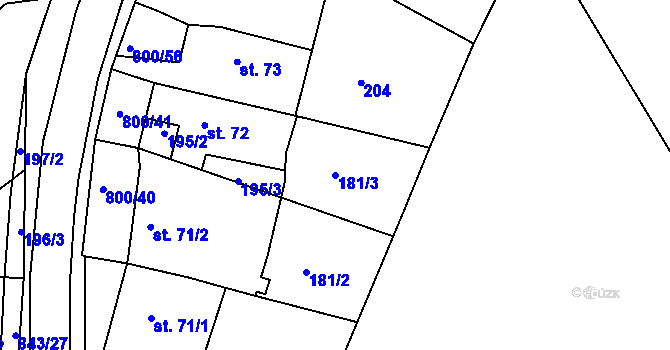 Parcela st. 181/3 v KÚ Háj u Duchcova, Katastrální mapa