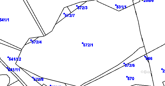 Parcela st. 572/1 v KÚ Háj u Duchcova, Katastrální mapa