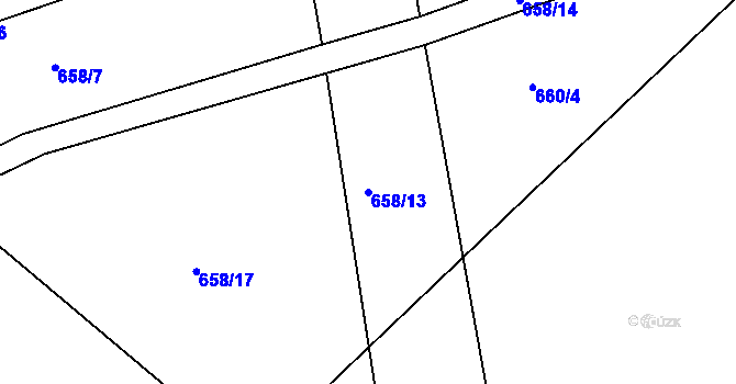 Parcela st. 658/13 v KÚ Háj u Duchcova, Katastrální mapa