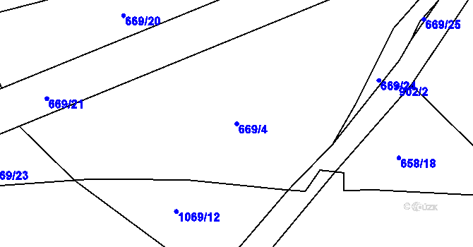 Parcela st. 669/4 v KÚ Háj u Duchcova, Katastrální mapa