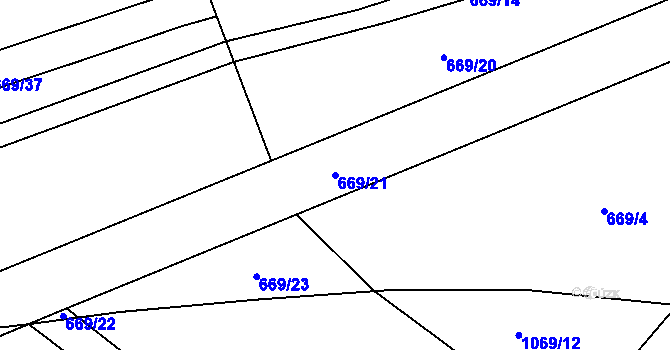 Parcela st. 669/21 v KÚ Háj u Duchcova, Katastrální mapa