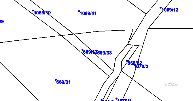 Parcela st. 669/33 v KÚ Háj u Duchcova, Katastrální mapa