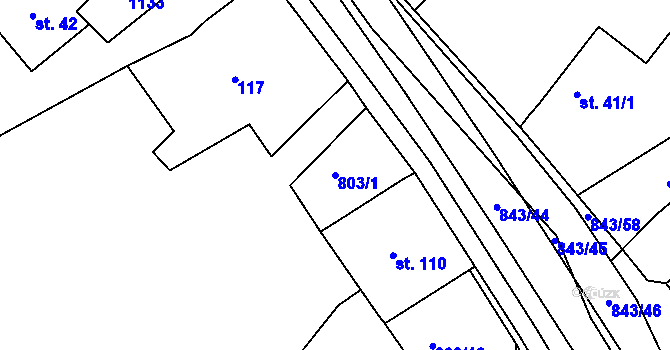 Parcela st. 803/1 v KÚ Háj u Duchcova, Katastrální mapa