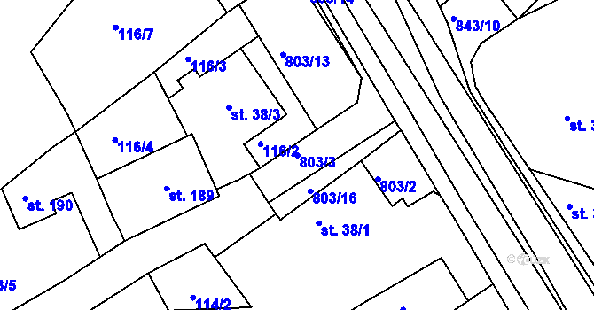 Parcela st. 803/3 v KÚ Háj u Duchcova, Katastrální mapa