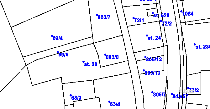 Parcela st. 803/8 v KÚ Háj u Duchcova, Katastrální mapa