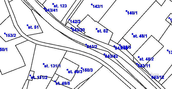 Parcela st. 843/2 v KÚ Háj u Duchcova, Katastrální mapa