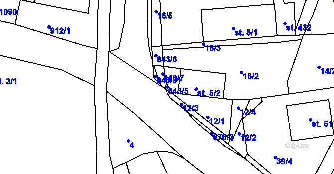 Parcela st. 843/5 v KÚ Háj u Duchcova, Katastrální mapa