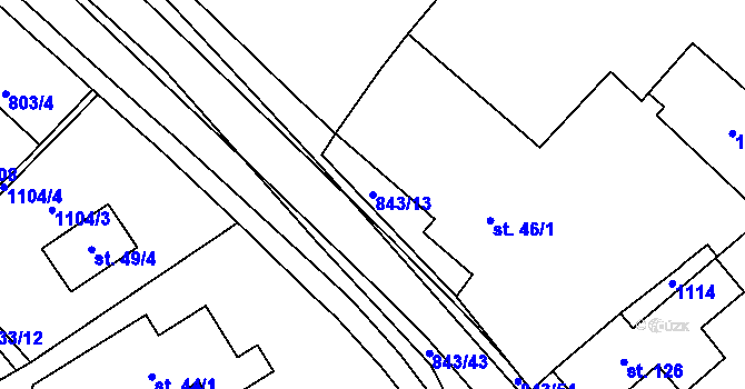 Parcela st. 843/13 v KÚ Háj u Duchcova, Katastrální mapa
