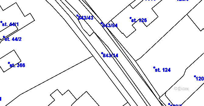 Parcela st. 843/14 v KÚ Háj u Duchcova, Katastrální mapa