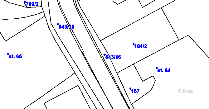 Parcela st. 843/16 v KÚ Háj u Duchcova, Katastrální mapa
