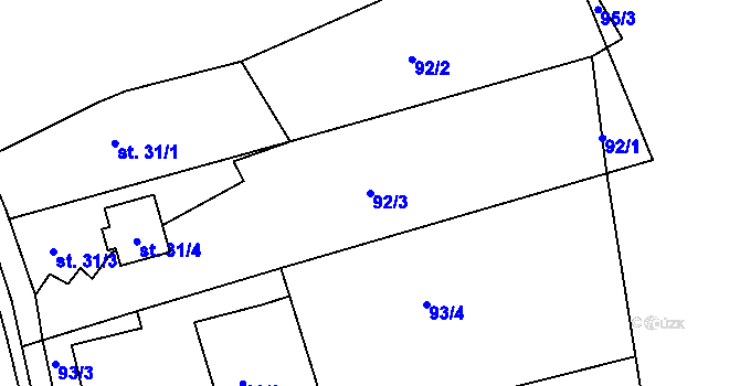 Parcela st. 92/3 v KÚ Háj u Duchcova, Katastrální mapa