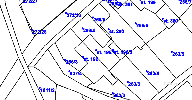 Parcela st. 196/1 v KÚ Háj u Duchcova, Katastrální mapa