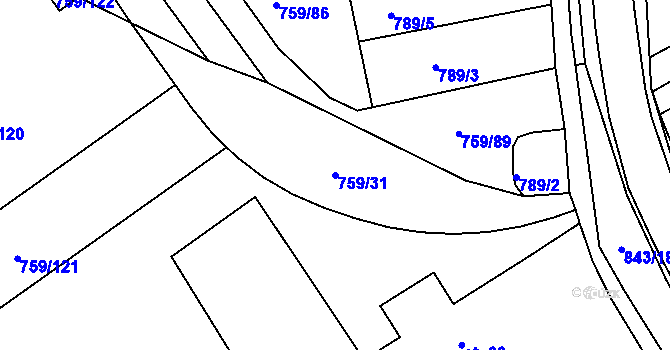 Parcela st. 759/31 v KÚ Háj u Duchcova, Katastrální mapa