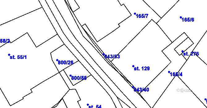 Parcela st. 843/53 v KÚ Háj u Duchcova, Katastrální mapa