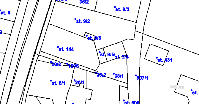 Parcela st. 9/5 v KÚ Háj u Duchcova, Katastrální mapa