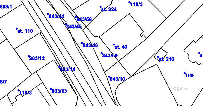 Parcela st. 843/59 v KÚ Háj u Duchcova, Katastrální mapa
