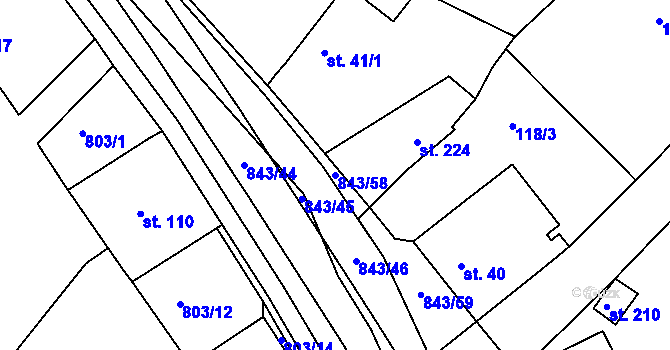 Parcela st. 843/58 v KÚ Háj u Duchcova, Katastrální mapa