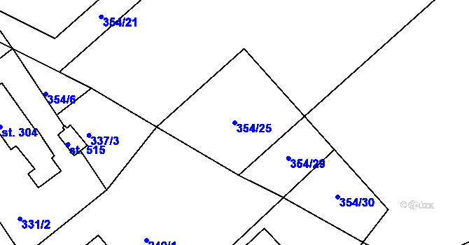 Parcela st. 354/25 v KÚ Háj u Duchcova, Katastrální mapa