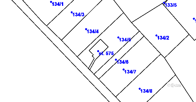 Parcela st. 575 v KÚ Háj u Duchcova, Katastrální mapa
