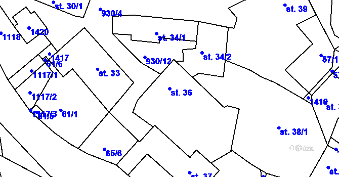 Parcela st. 36 v KÚ Hajany u Blatné, Katastrální mapa
