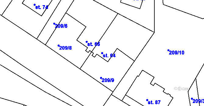 Parcela st. 64 v KÚ Hajany u Blatné, Katastrální mapa