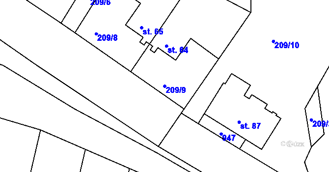 Parcela st. 209/9 v KÚ Hajany u Blatné, Katastrální mapa