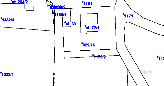 Parcela st. 829/16 v KÚ Hajany u Blatné, Katastrální mapa