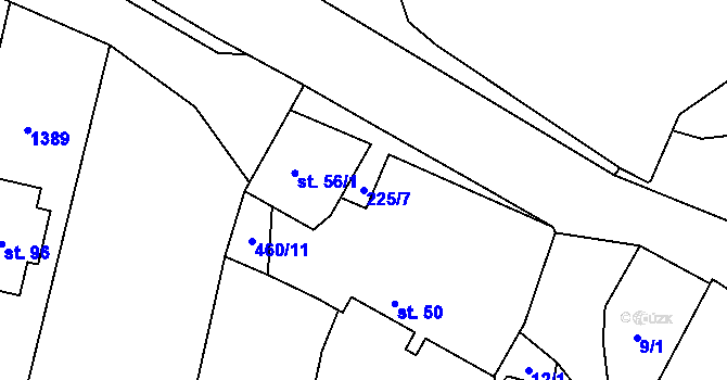 Parcela st. 225/7 v KÚ Hajany u Blatné, Katastrální mapa